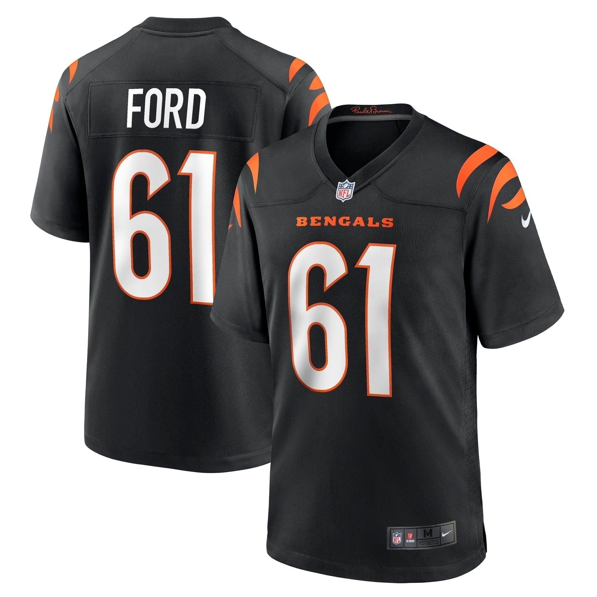 Cody Ford Cincinnati Bengals Game Jersey - Black football jersey product view 1