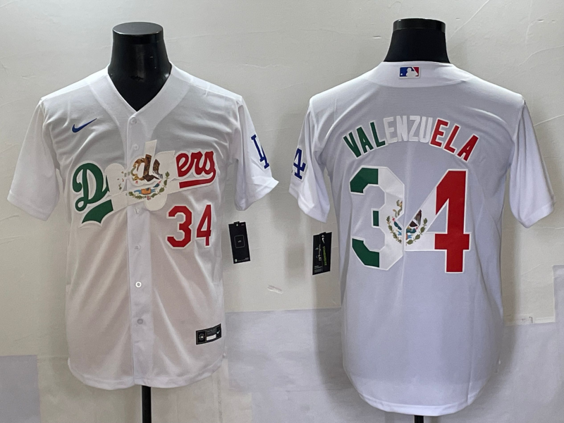 Men's Los Angeles Dodgers Fernando Valenzuela White Team Player Game Jersey baseball jersey product view 1
