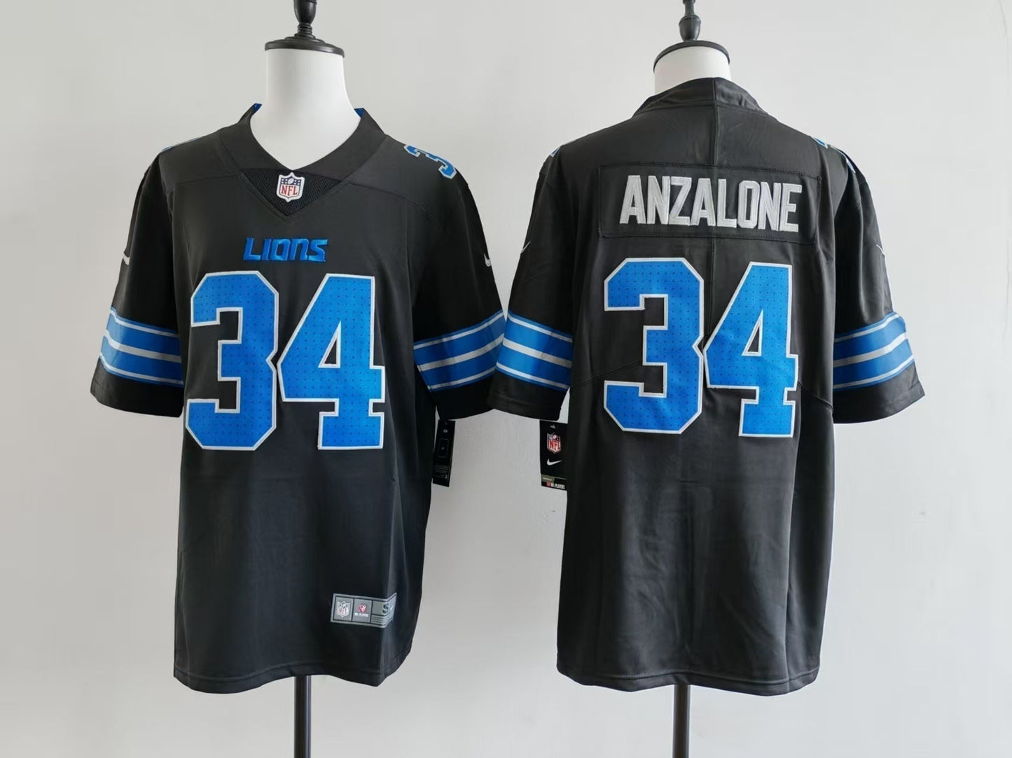 Men's Detroit Lions Alex Anzalone Jersey - Black football jersey product view 1