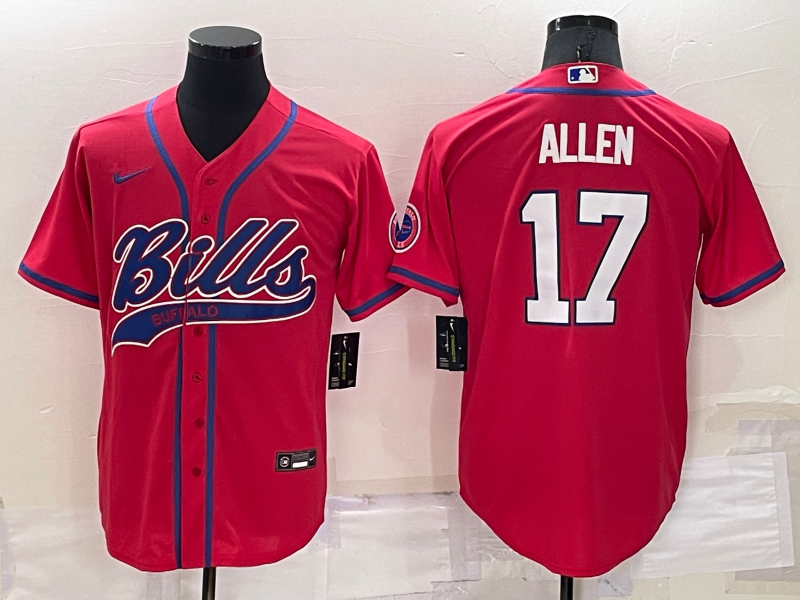 Men's Buffalo Bills Josh Allen Red Game Jersey Joint Edition football jersey product view 1