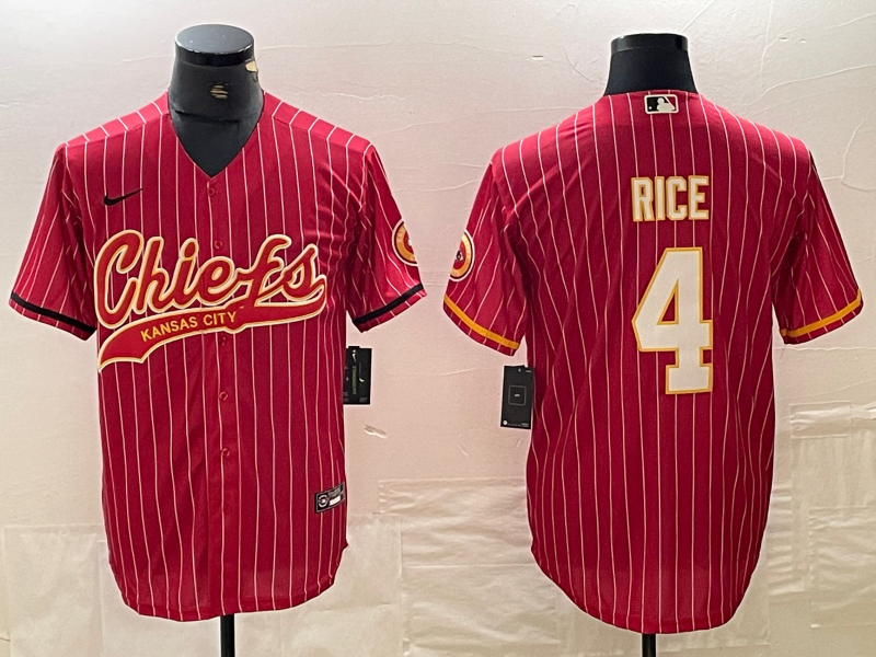 Men's Kansas City Chiefs Rashee Rice #4 Red Game Jersey1 Joint Edition football jersey product view 1