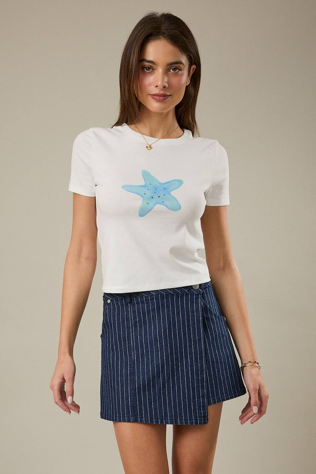 Crew Neck Short Sleeve Starfish Print T-Shirt Unisex T-shirt, Sweatshirt, Hoodie, Long Sleeve Tee - T-Shirt, Sweatshirt, Hoodie