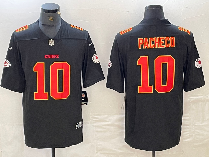 Men's Kansas City Chiefs Isiah Pacheco #10 Black Fashion Game Jersey1 football jersey product view 1