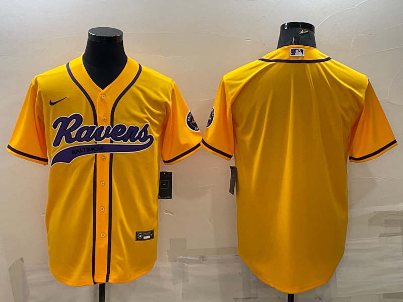 Men's Baltimore Ravens Yellow Blank Jersey1 football jersey product view 1