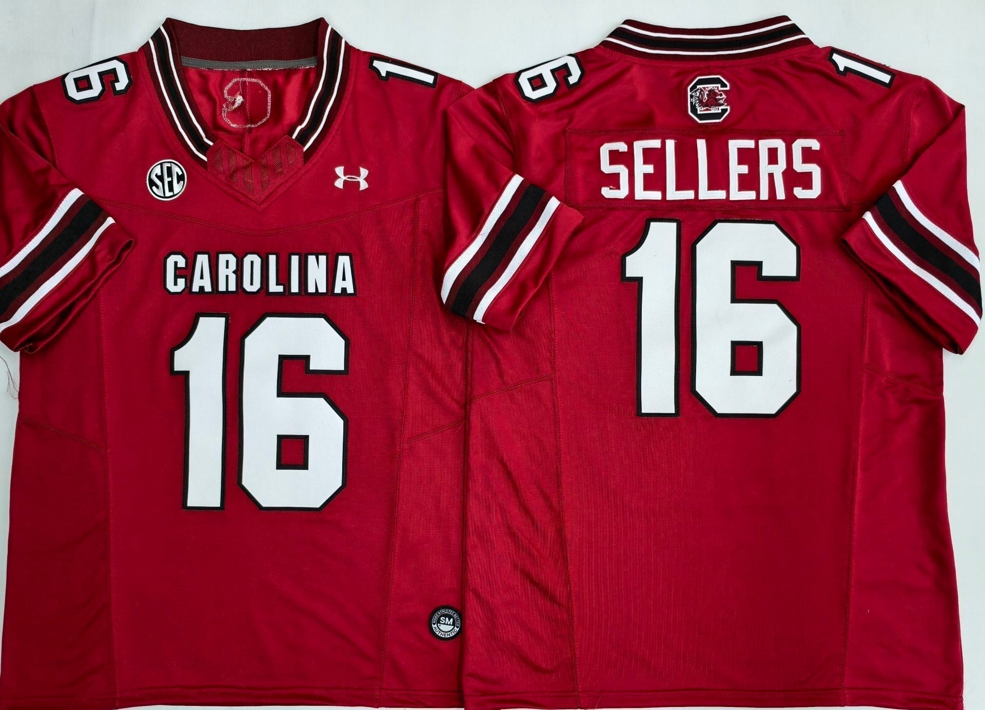 Men's South Carolina Gamecock LaNorris Sellers #16 Red Player Game Jersey sports jersey product view 1