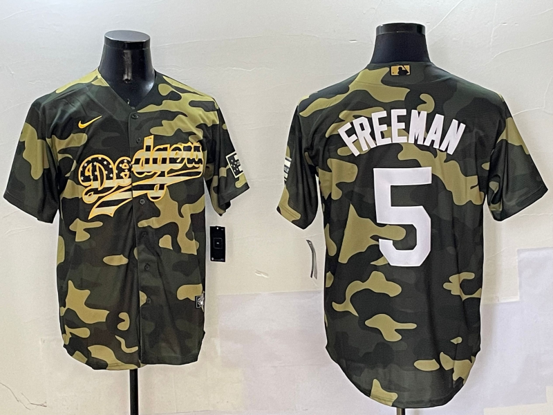 Men's Los Angeles Dodgers Freddie Freeman Camouflage Replica Player Jersey baseball jersey product view 1