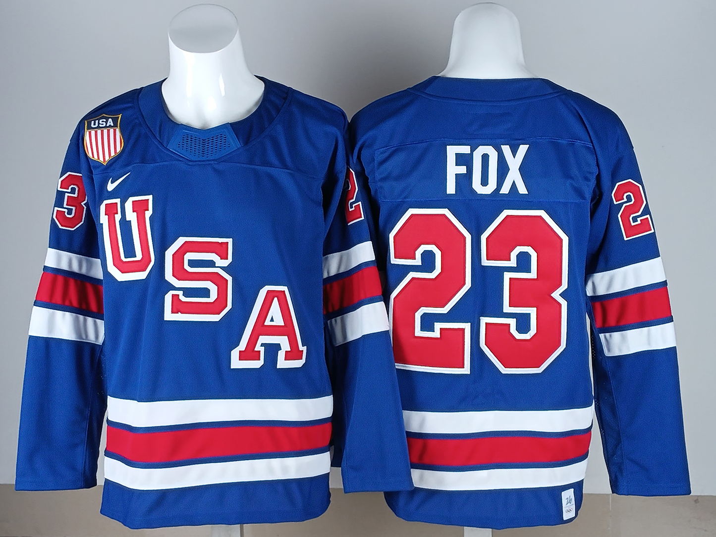 Adam Fox USA 2026 Olympic Home Jersey - Royal sports jersey product view 1