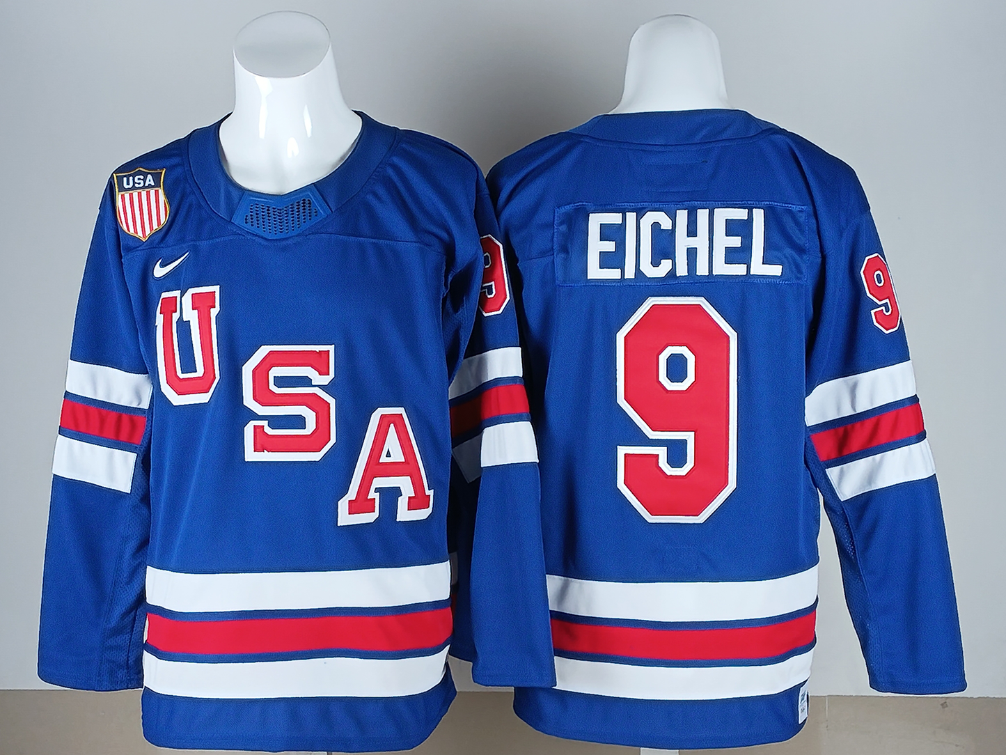 Jack Eichel USA 2026 Olympic Home Jersey - Royal sports jersey product view 2