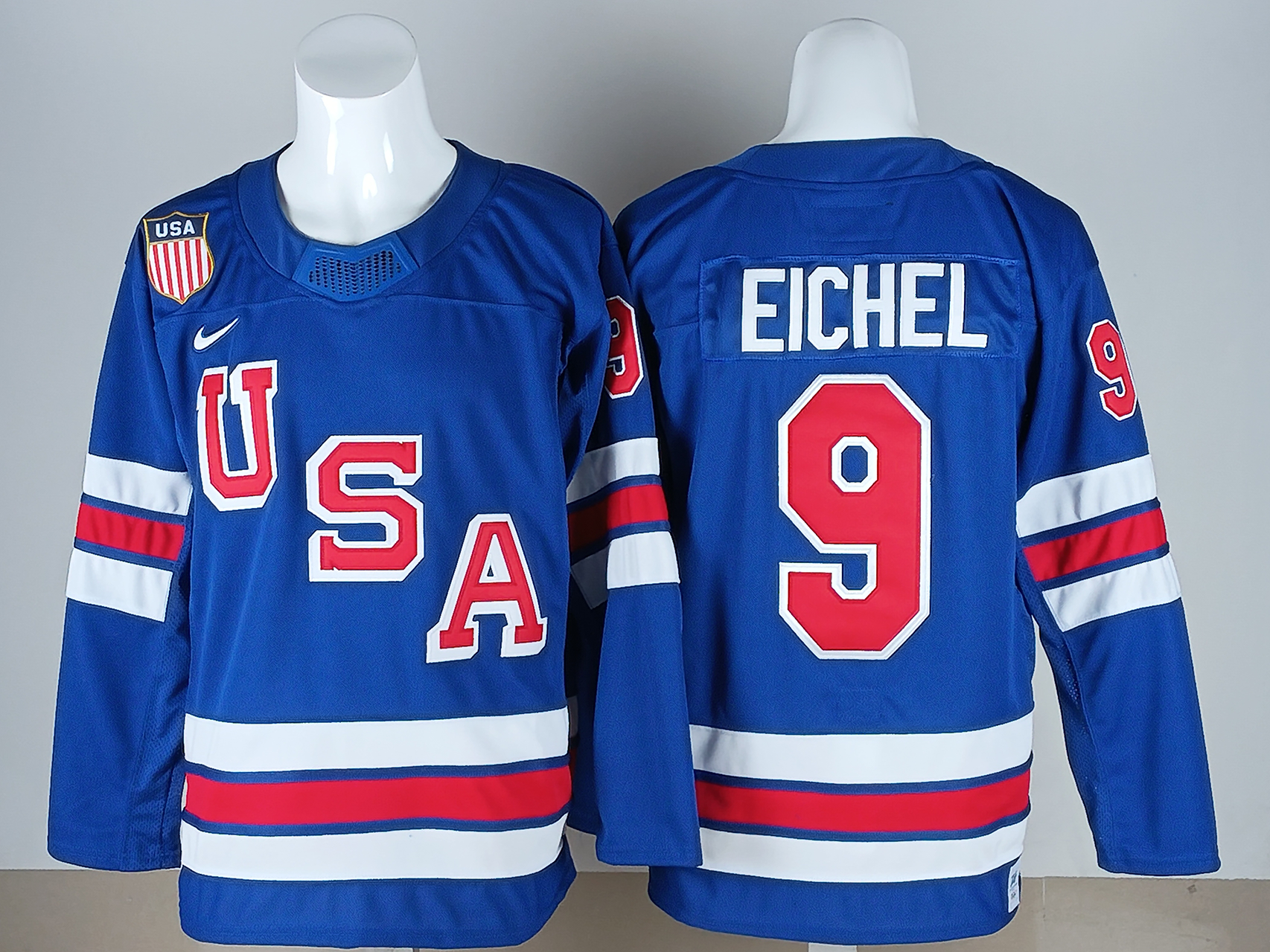 Jack Eichel USA 2026 Olympic Home Jersey - Royal sports jersey product view 2