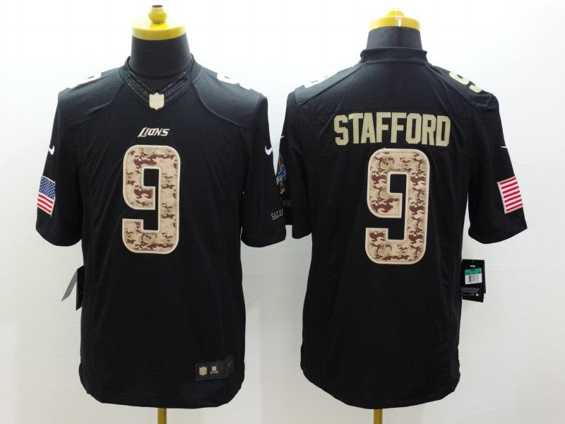 Men's Detroit Lions #9 Matthew Stafford Black Game Jersey1 football jersey product view 1