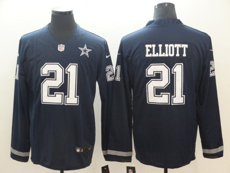 Men's Dallas Cowboys Ezekiel Elliott #21 Navy Authentic Game Jersey1 football jersey product view 1