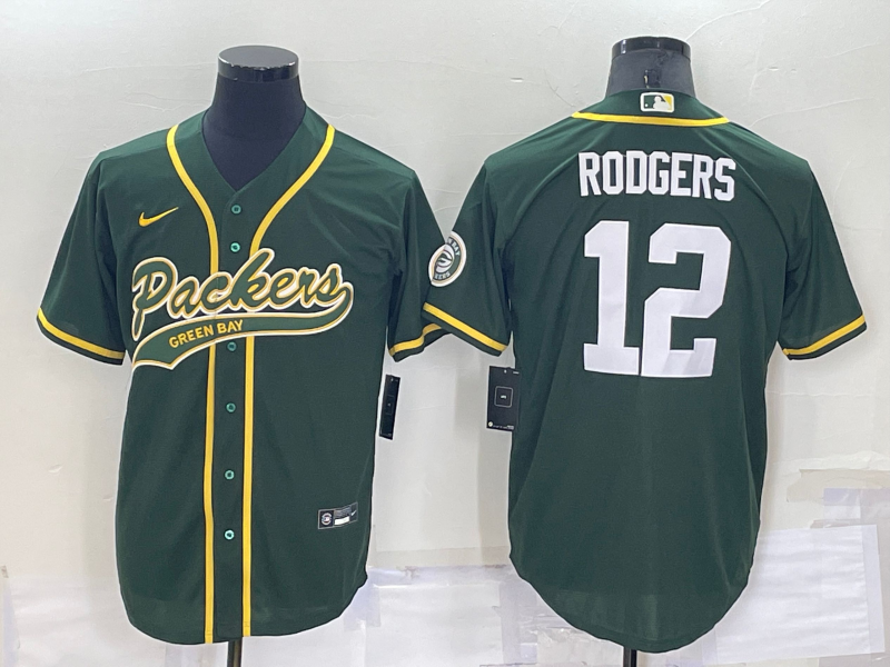 Men's Green Bay Packers Aaron Rodgers Green Game Jersey Joint Edition football jersey product view 1