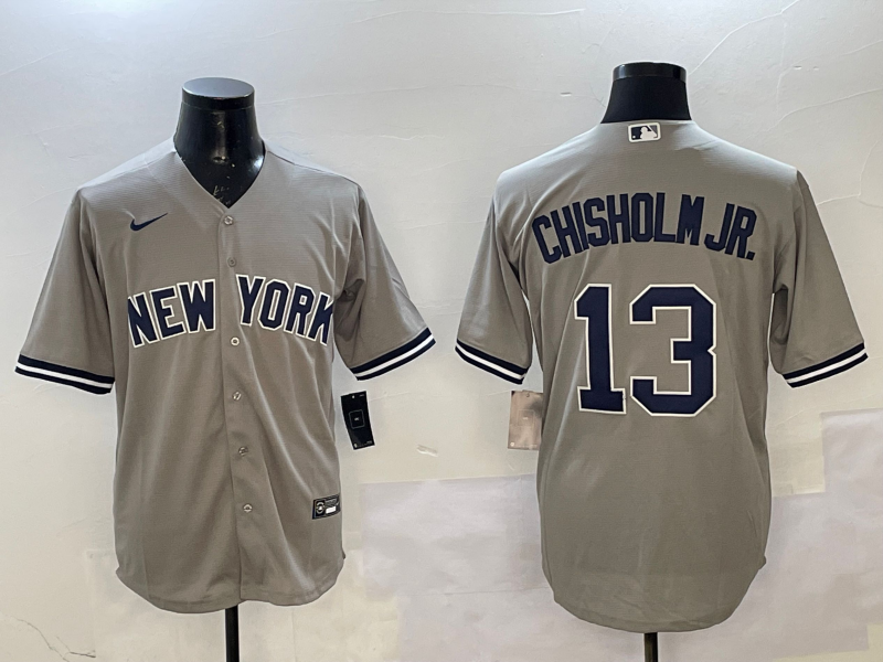 Men's New York Yankees Jazz Chisholm Jr. Gray Replica Player Jersey baseball jersey product view 1