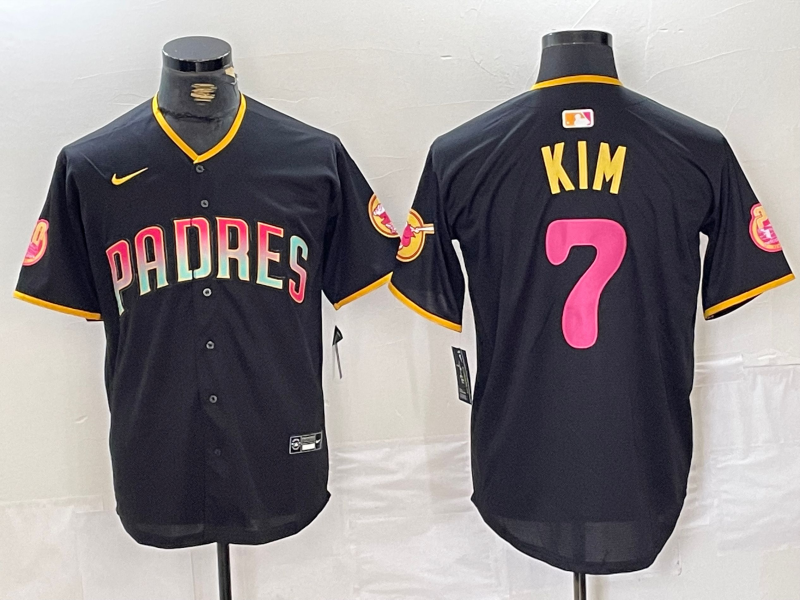 Men's San Diego Padres Ha-Seong Kim Black Replica Player Jersey baseball jersey product view 1