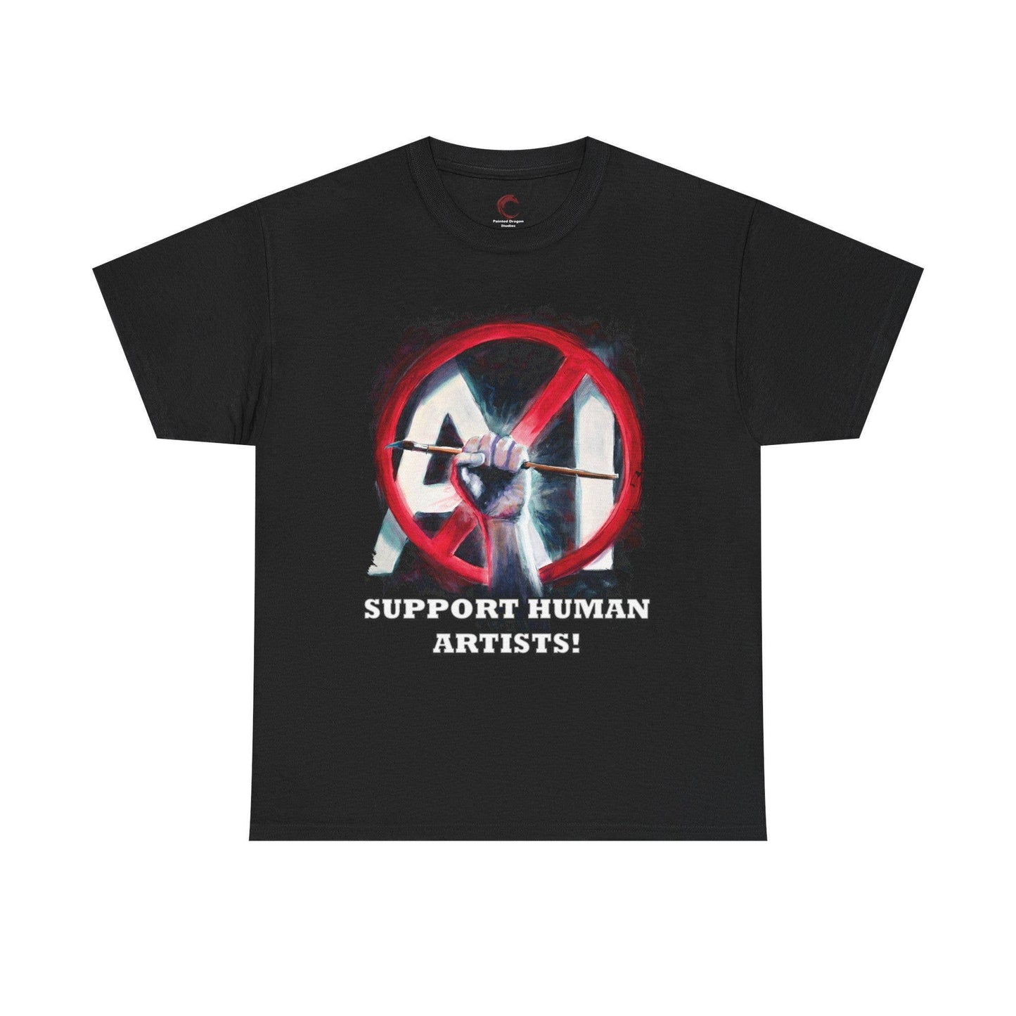 Support Human Artists Unisex Heavy Cotton Tee Unisex T-shirt, Sweatshirt, Hoodie, Long Sleeve Tee - T-Shirt, Sweatshirt, Hoodie