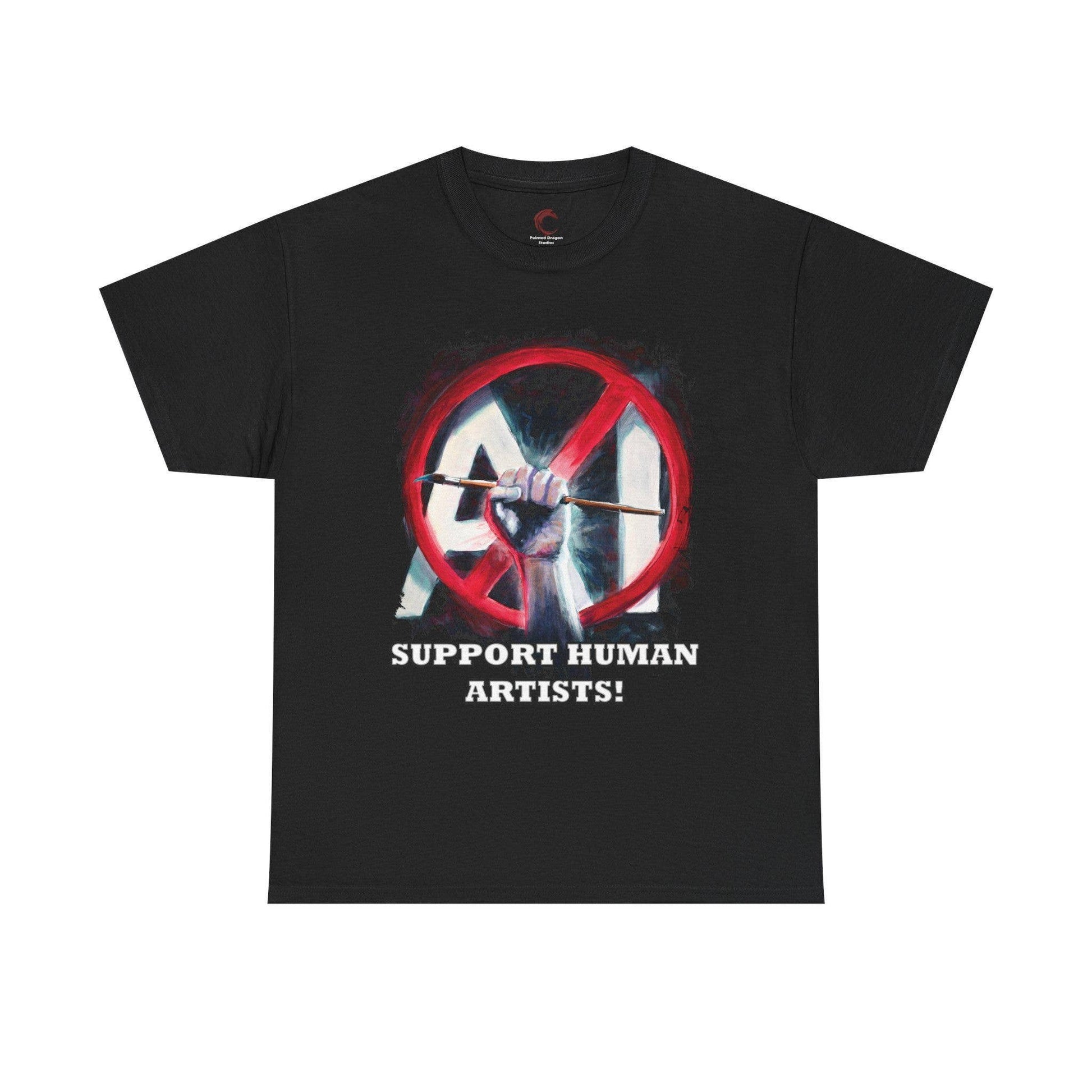 Support Human Artists Unisex Heavy Cotton Tee Unisex T-shirt, Sweatshirt, Hoodie, Long Sleeve Tee - T-Shirt, Sweatshirt, Hoodie