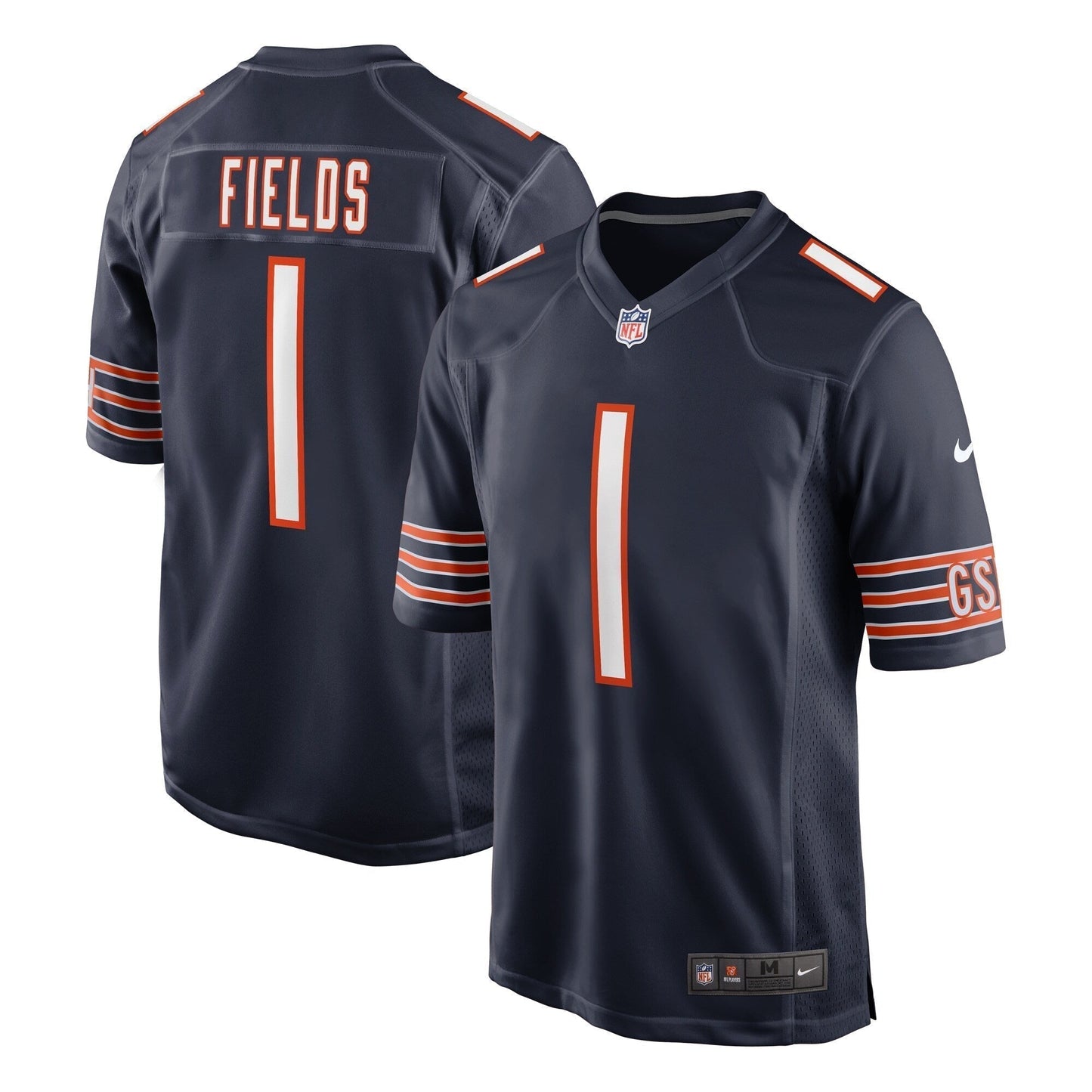 Justin Fields Chicago Bears Game Jersey - Navy football jersey product view 1