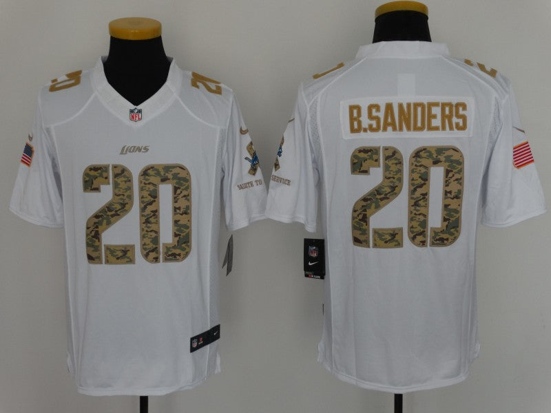 Men's Detroit Lions Barry Sanders #20 White Game Player Jersey1 football jersey product view 1