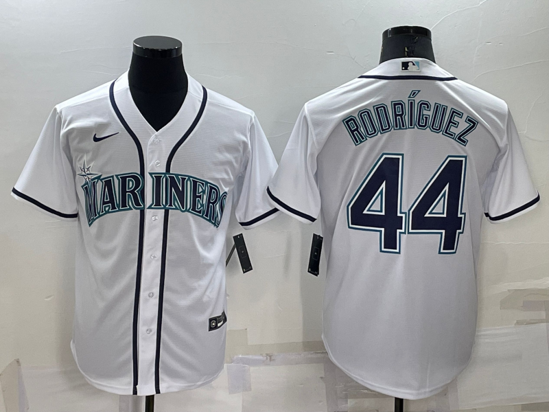 Men's Seattle Mariners Julio Rodriguez #44 White Replica Baseball Jersey baseball jersey product view 1