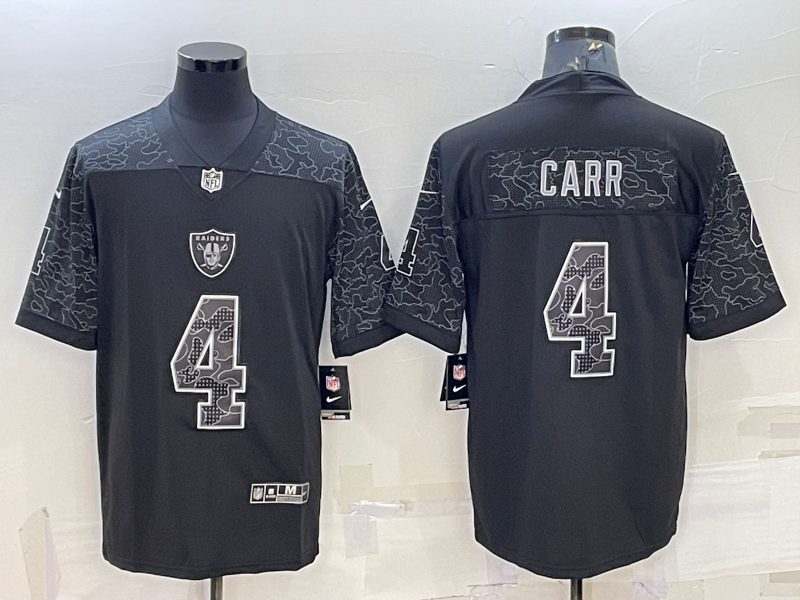 Men's Las Vegas Raiders Derek Carr #4 Black RFLCTV Limited Jersey1 football jersey product view 1