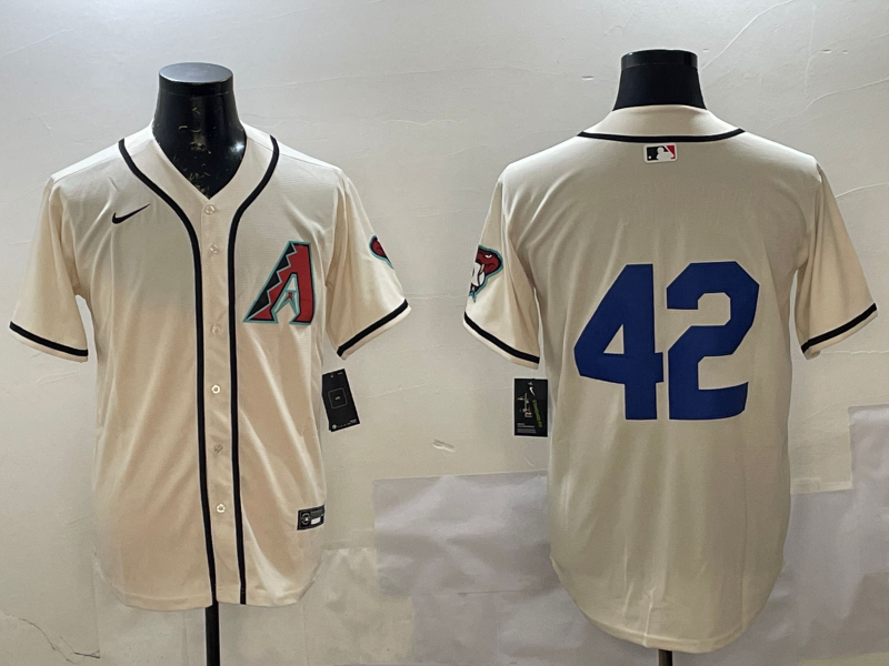 Men's Arizona Diamondbacks White 2024 Jackie Robinson Day Home Limited Jersey baseball jersey product view 1