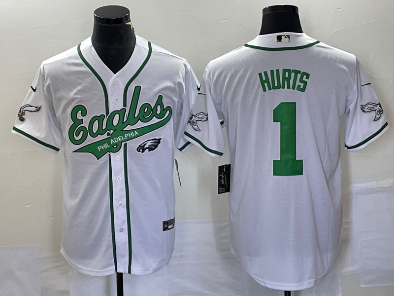 Men's Philadelphia Eagles Jalen Hurts White Game Jersey Joint Edition football jersey product view 1