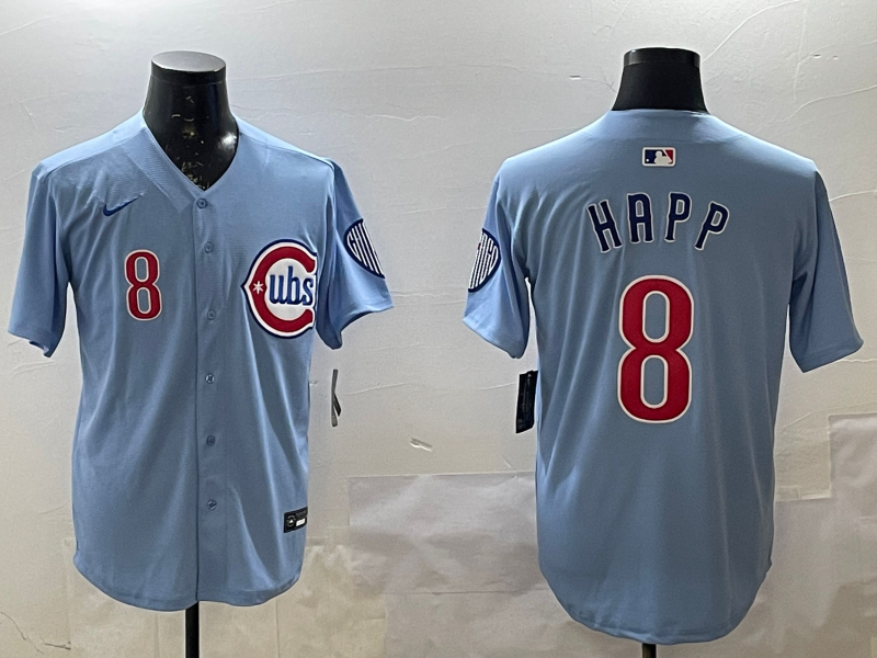 Men's Chicago Cubs Ian Happ Baby Blue 2nd Alternate Limited Player Jersey baseball jersey product view 1