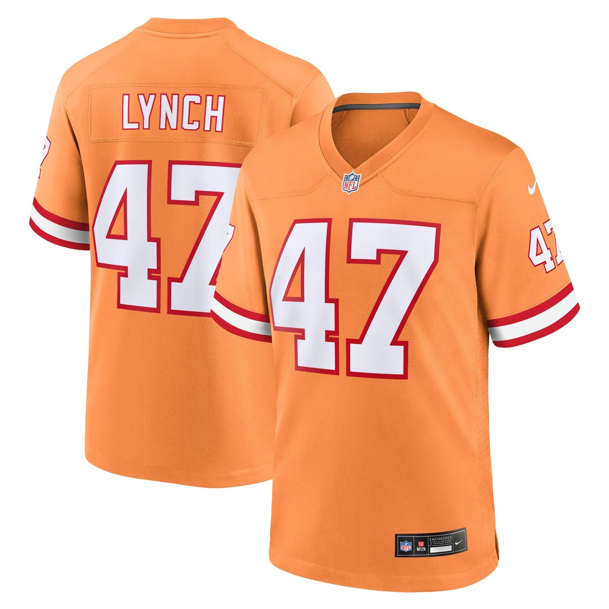 Tampa Bay Buccaneers John Lynch Orange Throwback Game Jersey football jersey product view 1