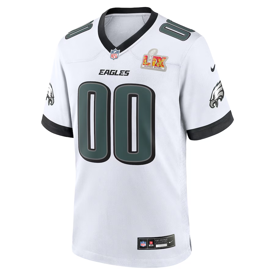 Men's Philadelphia Eagles Midnight White Super Bowl LIX Custom Game Jersey football jersey product view 2