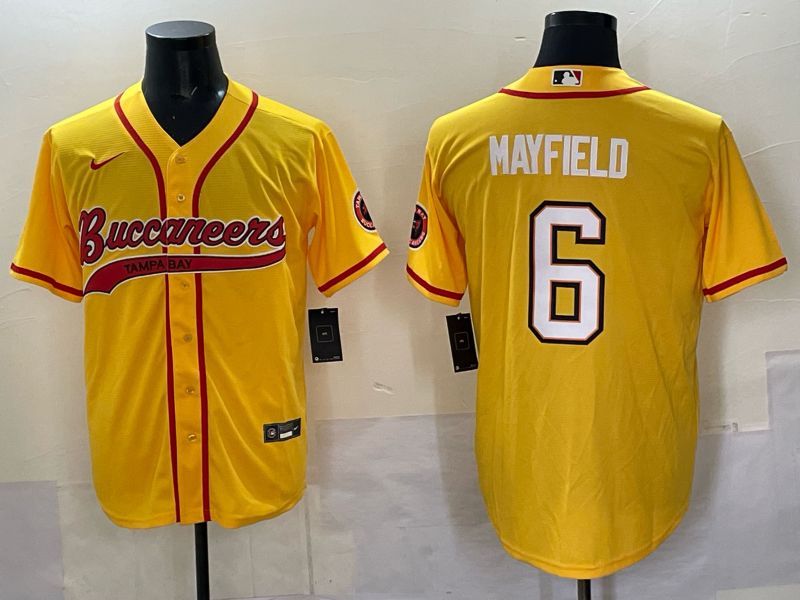 Men's Tampa Bay Buccaneers Baker Mayfield #6 Yellow Team Game Jersey football jersey product view 1