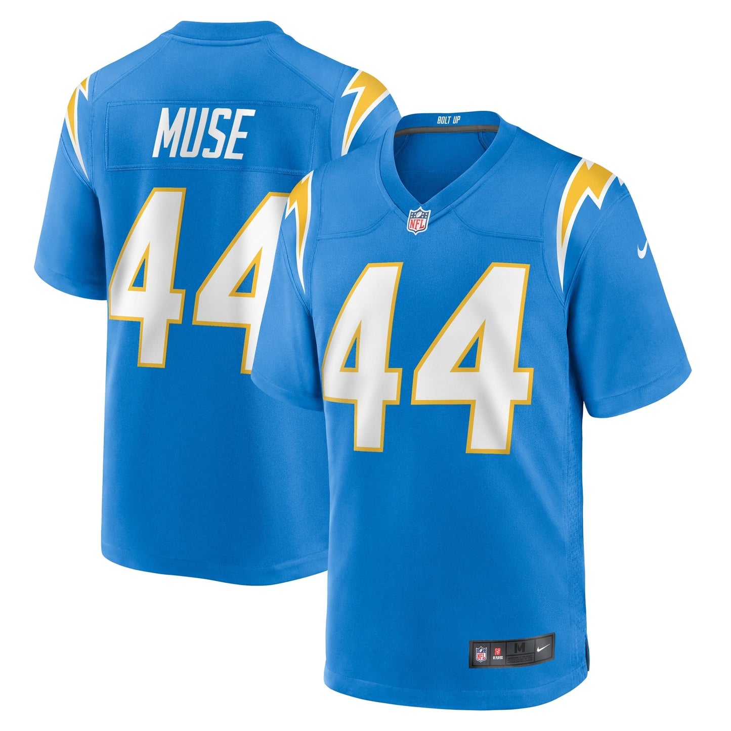 Tanner Muse Los Angeles Chargers Team Game Jersey - Powder Blue football jersey product view 1