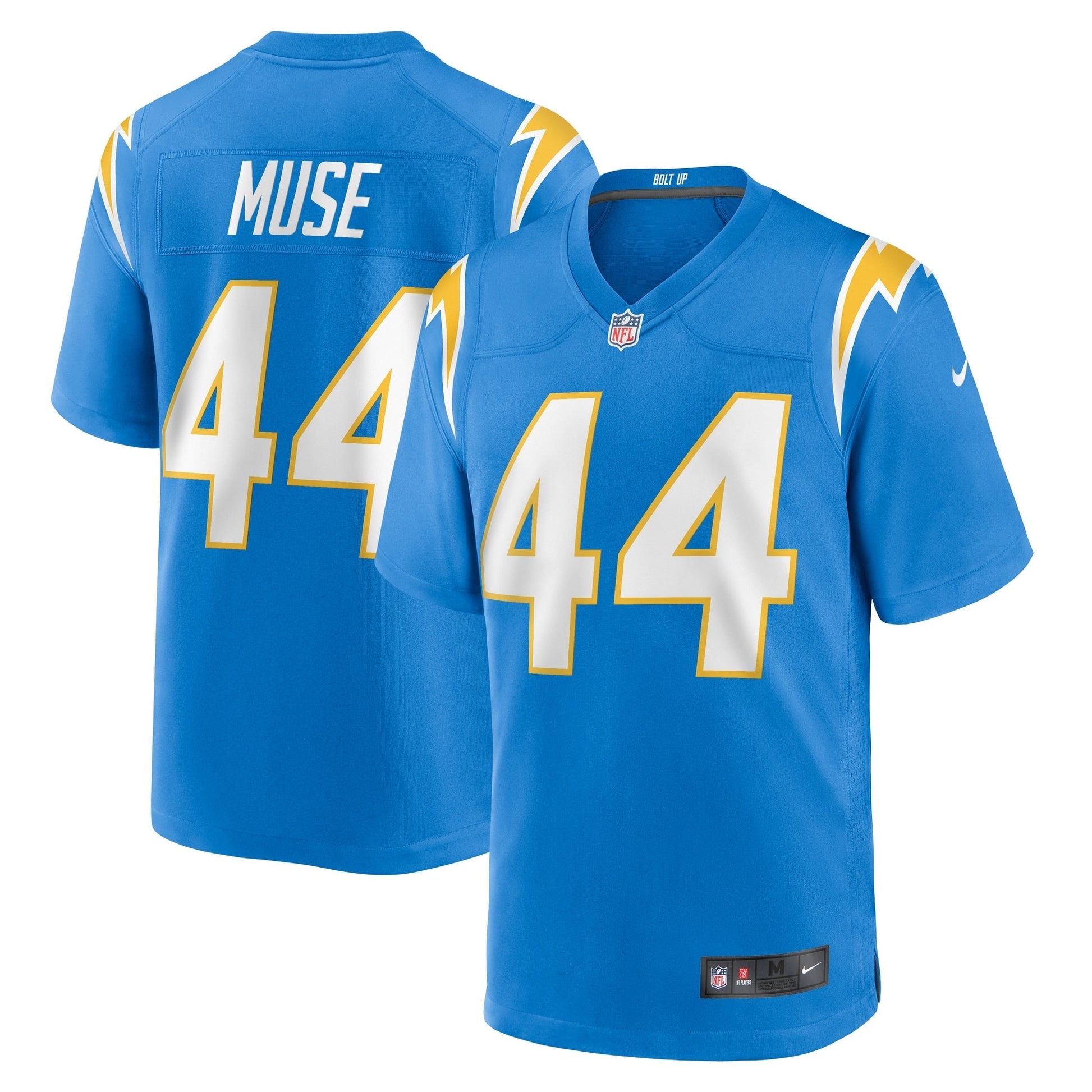 Tanner Muse Los Angeles Chargers Team Game Jersey - Powder Blue football jersey product view 1