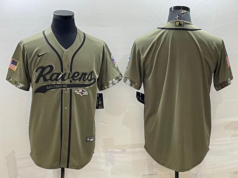 Men's Baltimore Ravens Olive 2022 Salute To Service Limited Blank Jersey football jersey product view 1