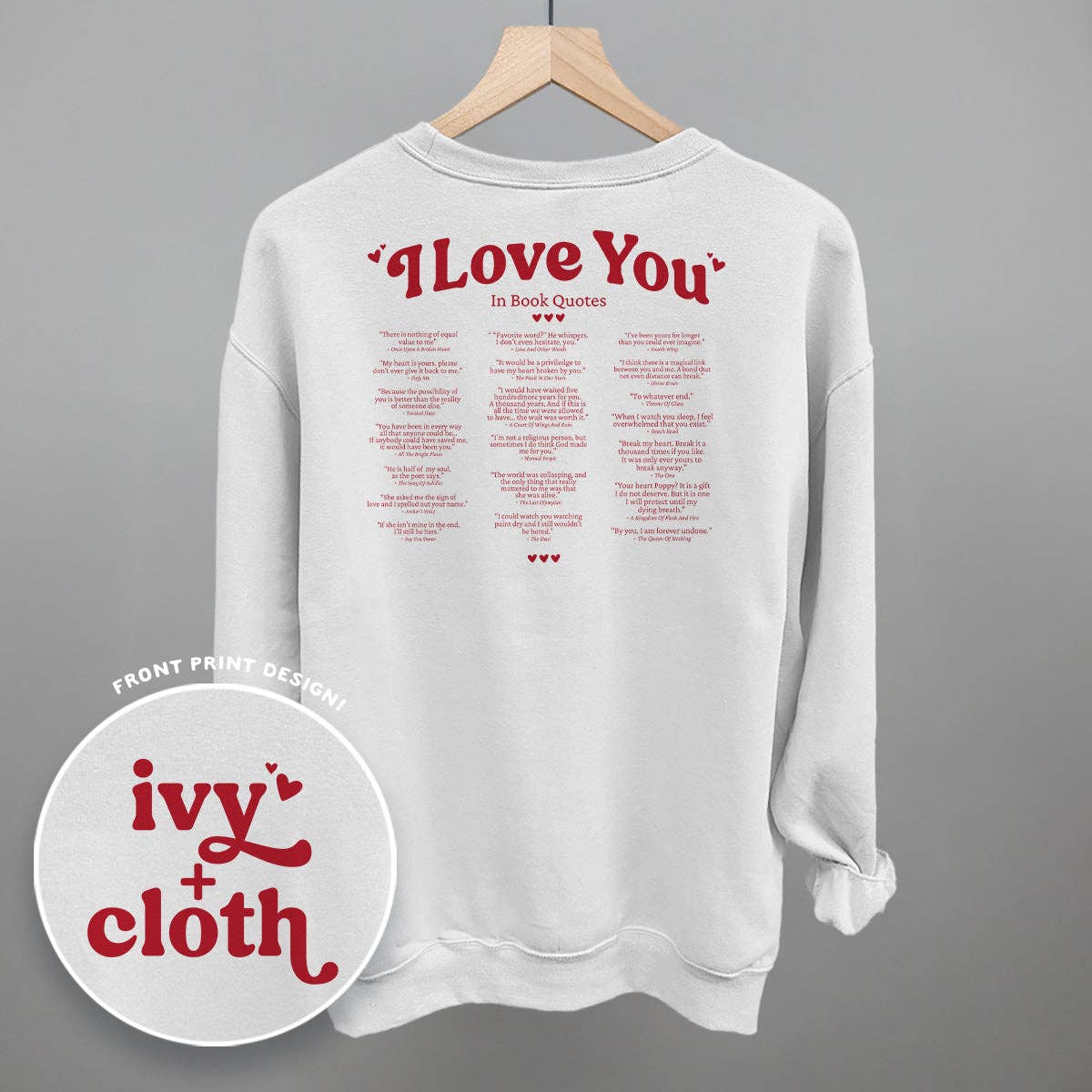 I Love You Book Quotes Back Print Unisex T-shirt, Sweatshirt, Hoodie, Long Sleeve Tee - T-Shirt, Sweatshirt, Hoodie