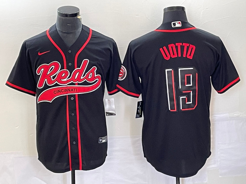 Men's Cincinnati Reds Joey Votto #19 Black Replica Player Jersey1 Joint Edition baseball jersey product view 1