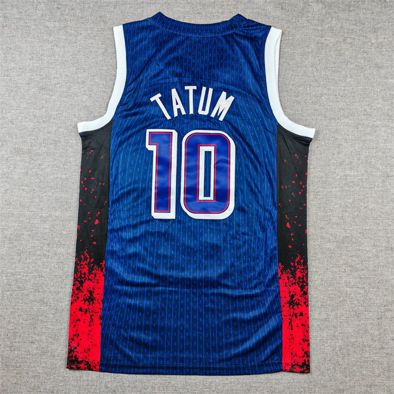 Men's 2024 USA Dream Team Jayson Tatum #10 Navy Authentic Player Jersey basketball jersey product view 2