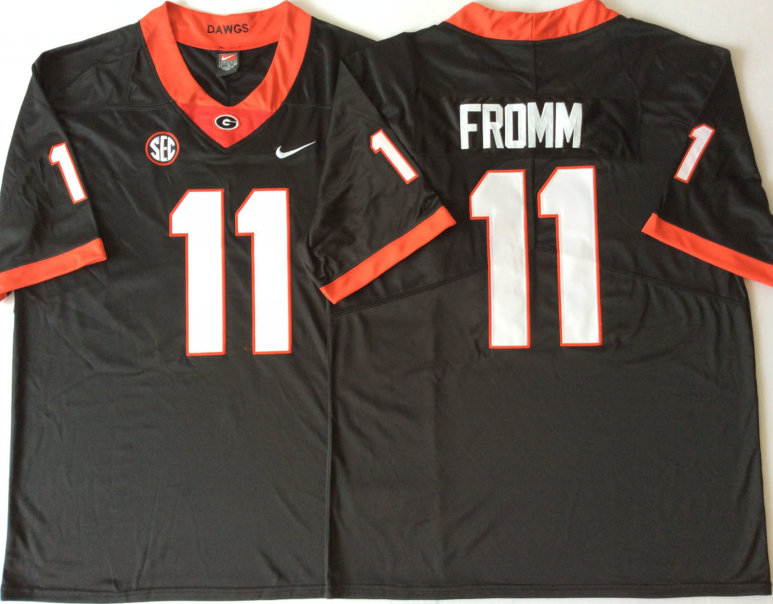 Men's Georgia Bulldogs Jake Fromm Black Player Game Jersey sports jersey product view 1