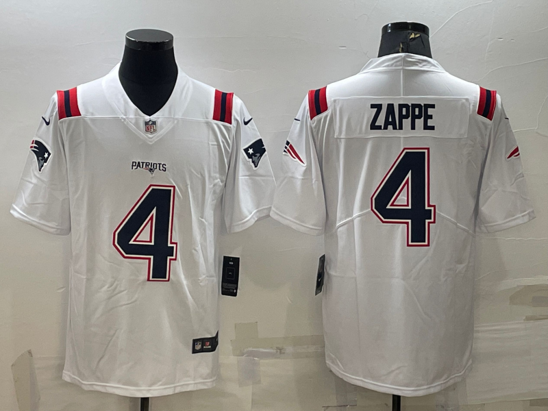 Men's New England Patriots Bailey Zappe White Game Jersey football jersey product view 1