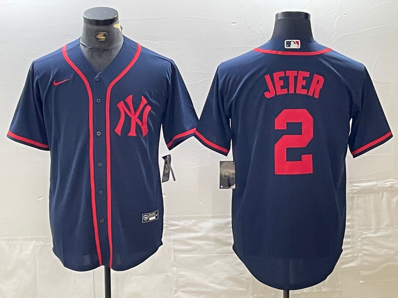 Men's New York Yankees Derek Jeter Navy Limited Game Jersey baseball jersey product view 1