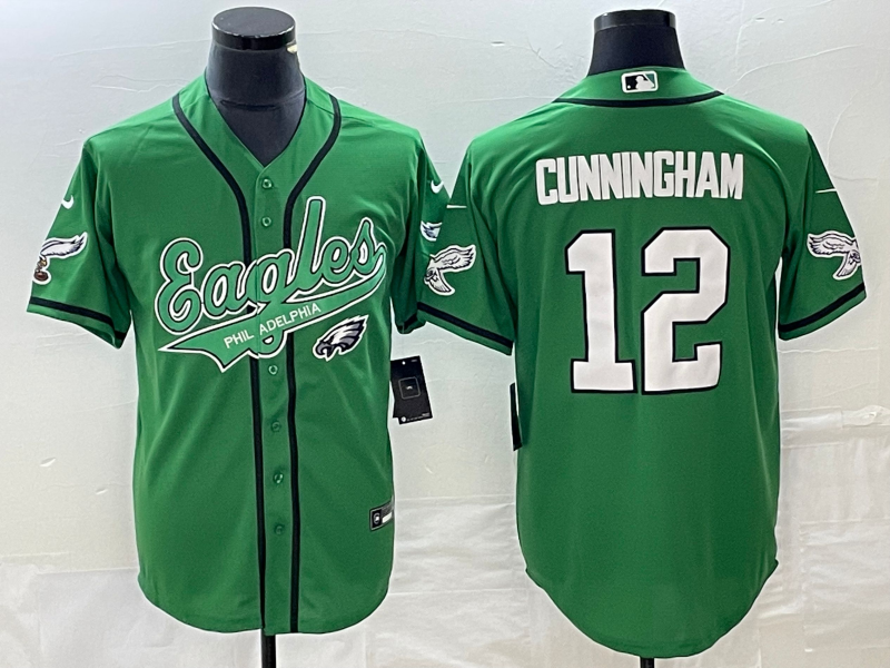 Men's Philadelphia Eagles Randall Cunningham Kelly Green Game Jersey Joint Edition football jersey product view 1