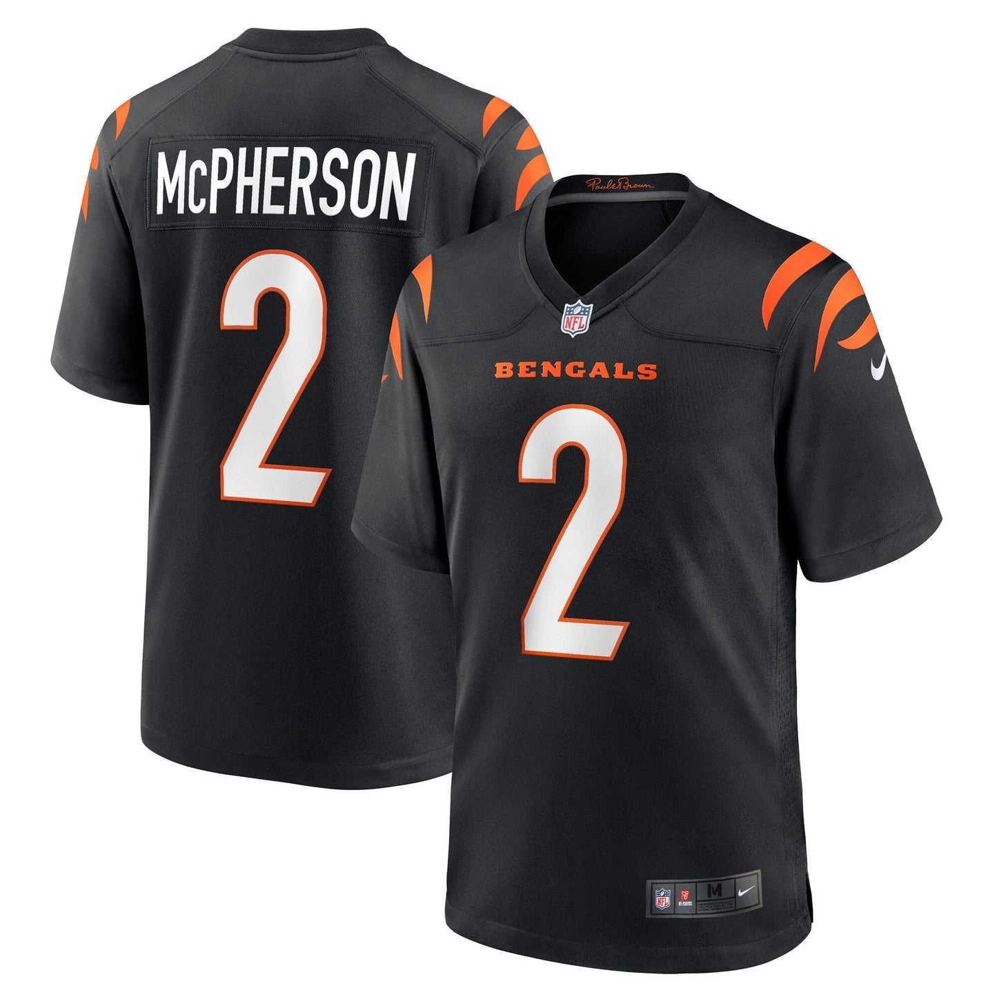 Evan McPherson Cincinnati Bengals Game Jersey - Black football jersey product view 1