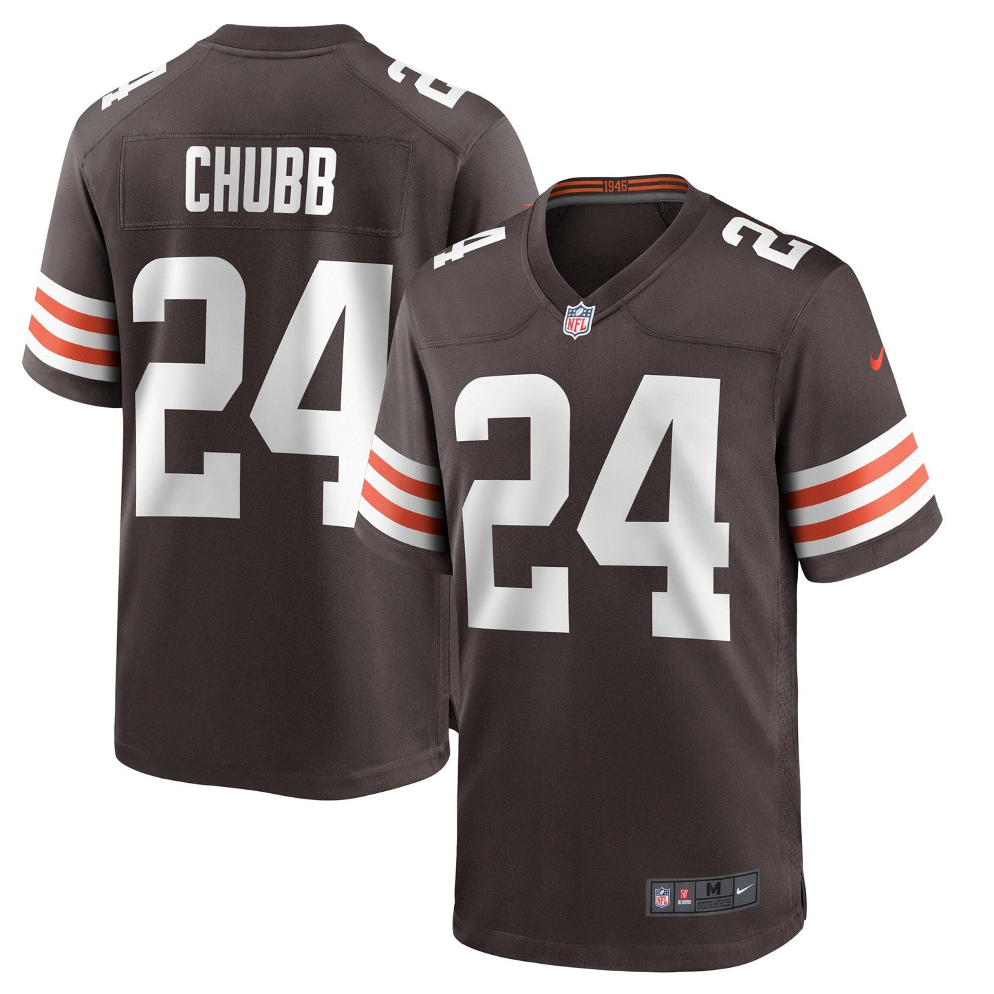 Nick Chubb Cleveland Browns Game Jersey - Brown football jersey product view 1