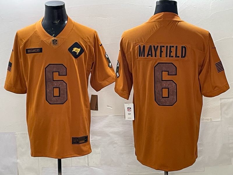 Men's Tampa Bay Buccaneers Baker Mayfield Brown 2023 Salute To Service Retired Player Limited Jersey football jersey product view 1