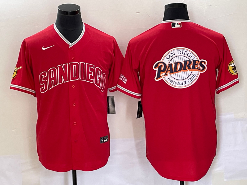Men's San Diego Padres Red Replica Player Jersey1 baseball jersey product view 1