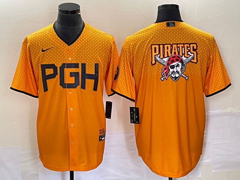 Men's Pittsburgh Pirates Gold 2023 City Connect Replica Jersey1 baseball jersey product view 1