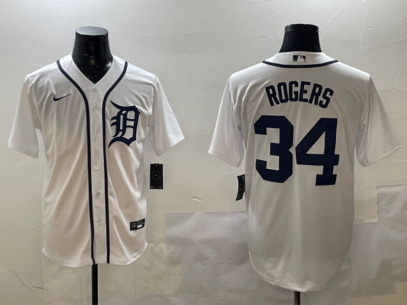 Men's Detroit Tigers Jake Rogers #34 White Home Limited Player Jersey1 baseball jersey product view 1