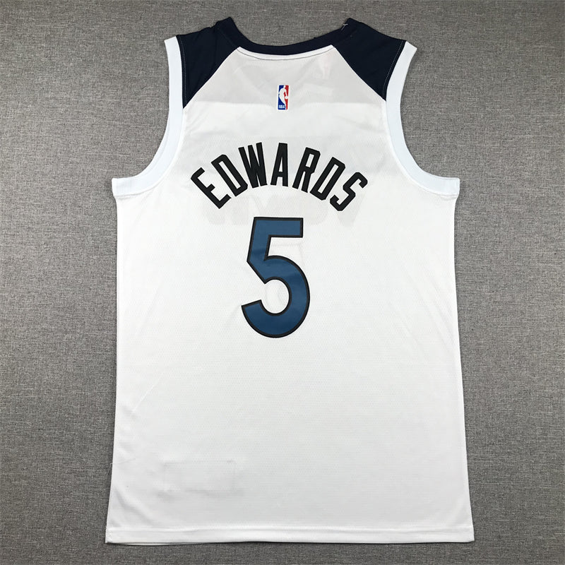 Timberwolves #5 White Jersey basketball jersey product view 2
