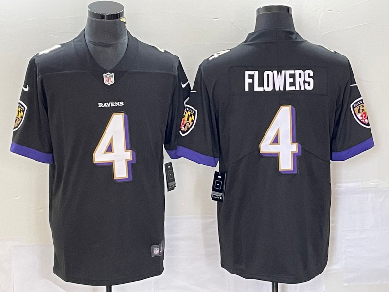 Men's Baltimore Ravens Zay Flowers Black Team Game Jersey football jersey product view 1