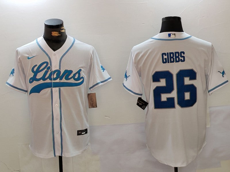 Men's Detroit Lions Jahmyr Gibbs White Player Jersey football jersey product view 1