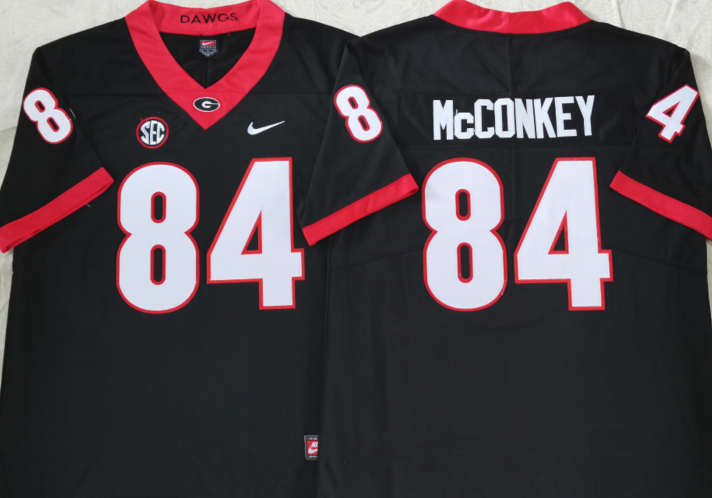 Men's Georgia Bulldogs Ladd McConkey Black Player Jersey sports jersey product view 1